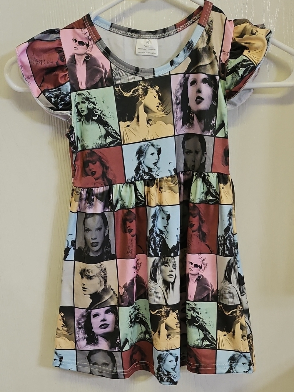 Girls' Multi-Panel Taylor Swift Photo Print Dress Tunic 95%cotton